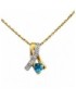 OR CHAINE + PENDENTIF PIERRE BLEUE OR JAUNE 375/1000 3.65GRS