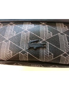 SAC BANDOULIERE LACOSTE THE BLEND SMALL MONOGRAM CANVAS CROSSBOD HOMME NOIR