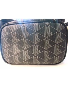SAC BANDOULIERE LACOSTE THE BLEND SMALL MONOGRAM CANVAS CROSSBOD HOMME NOIR