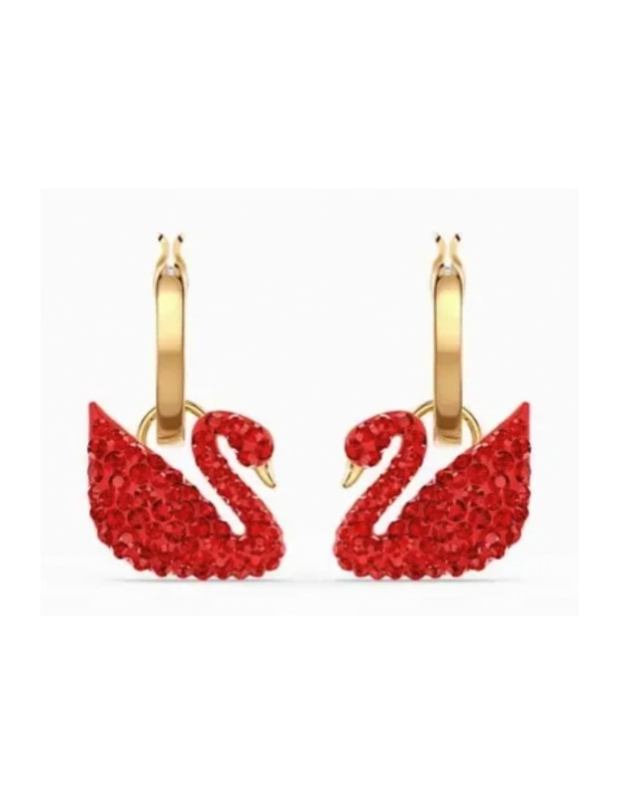 BOUCLES OREILLES SWAROVSKI CYGNE ROUGE