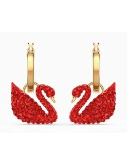BOUCLES OREILLES SWAROVSKI CYGNE ROUGE