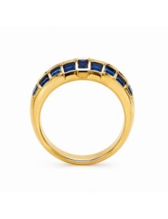 BAGUE EN OR 750/1000 DIAMANTS + SAPHIRS
