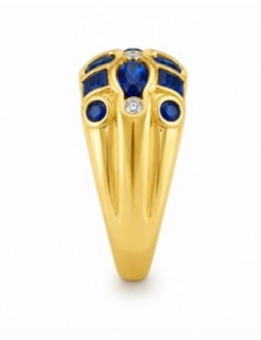 BAGUE EN OR 750/1000 DIAMANTS + SAPHIRS