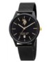 MONTRE US POLO METAL NOIR RONDE QUARTZ 4 2MM FOND NOIR - BRACELET ACIER NOIR MAILLE MILANAISE - 3ATM
