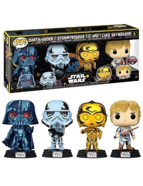 POP FIGURINE FUNKO POP STAR WARS PACK 4 VADER STORMTROOPER SKYWALKER 